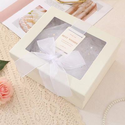 White Gift Set Box Transparent PVC  Birthday Box With Silk