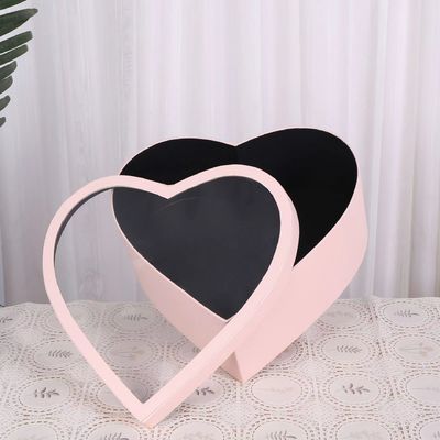 Pink Valentines Day Boxes Heart Shape And Flower Mama Boxes With PVC Window