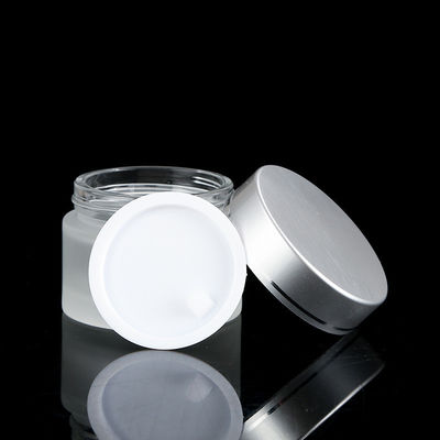 15g 30g 50g 100g Frosted Clear Glass Cream Jar with Gold Silver Screw Lid Customized Logo and Frosted Glass Base Material