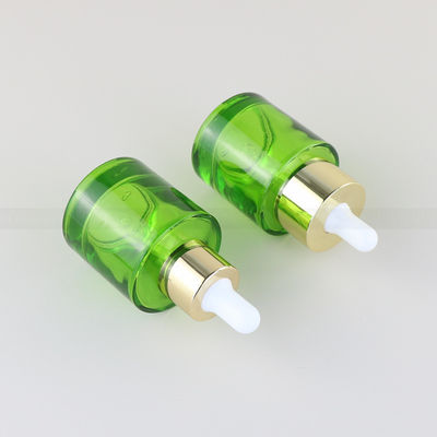 Eco Friendly Cosmetic Packaging 15ml30ml 50ml 1 oz 1.5oz Green Serum Essential Oil Bottomed Glass Dropper Bottle with Golden Cap