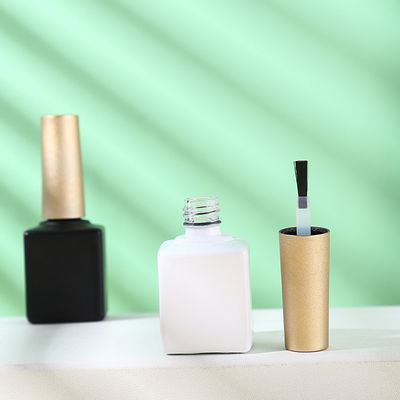 15ml White and Black Empty Gel Nail Polish Bottles Glass Body PP Cap Dupont Brush Clear Top Silver Gold Nail Polish Caps