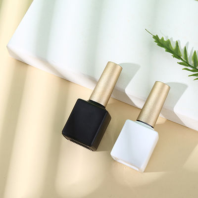 15ml White and Black Empty Gel Nail Polish Bottles Glass Body PP Cap Dupont Brush Clear Top Silver Gold Nail Polish Caps
