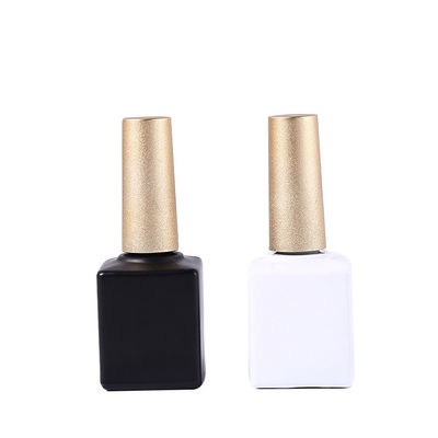 15ml White and Black Empty Gel Nail Polish Bottles Glass Body PP Cap Dupont Brush Clear Top Silver Gold Nail Polish Caps