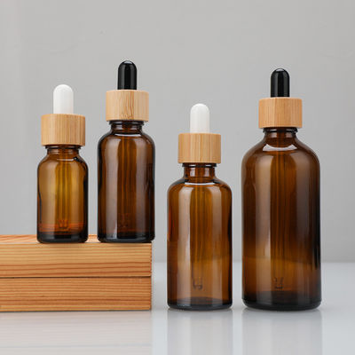 Essential Oil Frosted Bamboo Dropper Glass Bottle in 1oz 2oz 5ml 15ml 30ml with Easy and Cosmetic Serum Box