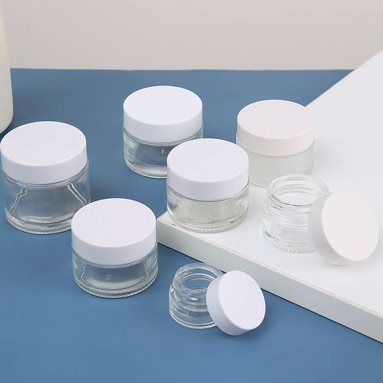 Glossy Matte Round Shaped Cosmetic Glass Cream Jars With Lid 5g 10g 15g