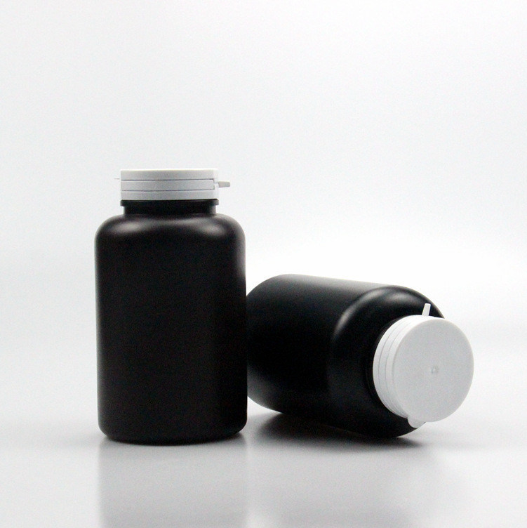 4oz 5oz 6oz 8oz Empty Black HDPE Tablet Capsule Bottle with Pull-Ring Flip Cap Customized Colors and Durable Material