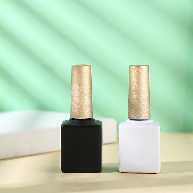 15ml White and Black Empty Gel Nail Polish Bottles Glass Body PP Cap Dupont Brush Clear Top Silver Gold Nail Polish Caps